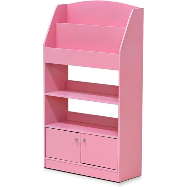 Furinno Magazin/Bücherregal mit Aufbewahrungsfächern für Kinder, holz, Rosa, 24 x 24 x 110. 01 cm