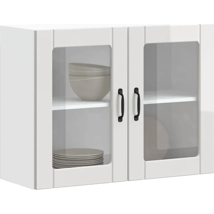 vidaXL Küchen-Hängeschrank mit Glastür Lucca Hochglanz-Weiß Holzwerkstoff 853849 – Bild 11