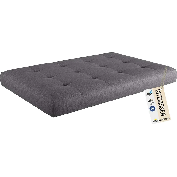 sunnypillow Palettenkissen UV - beständig Outdoor/Indoor Palettenauflage Palettenpolster Palettensofa Sitzkissen Rückenlehne gesteppt Sitzkissen 120 x 60 x 15 cm Silver – Bild 1