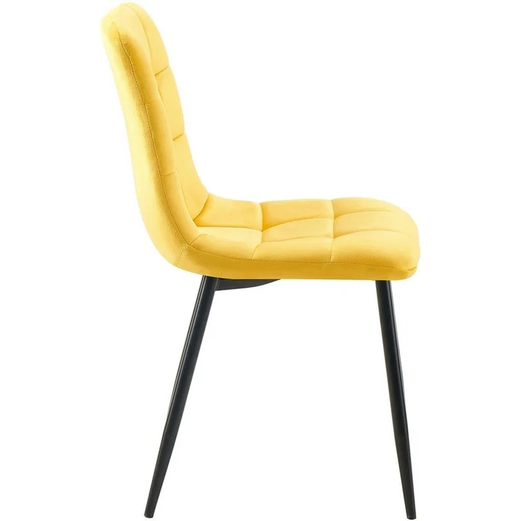 CLP 4er Set Esszimmerstühle Antibes Samtbezüge gepolstert Rückenlehnen bis 150 kg,gelb – Bild 3