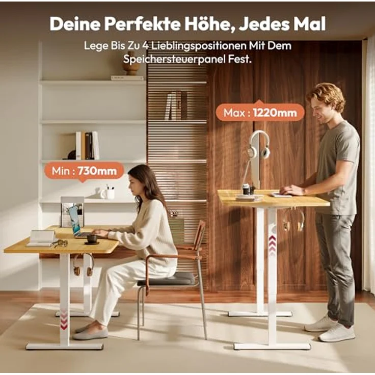 SANODESK Elektrisch Höhenverstellbarer Schreibtisch 180x80 cm – Ergonomischer Steh-Sitz Tisch mit Memory-Funktion für Homeoffice und Heimbüro, ahorn, Computertisch, Standing Desk – Bild 5