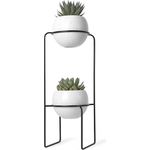 Umbra Nesta Pflanzenhalter, Pflanzen Halter, Blumentopf, Kräutertopf, Keramik - Messing, Weiß - Flecken, 69 cm, 1008047-748