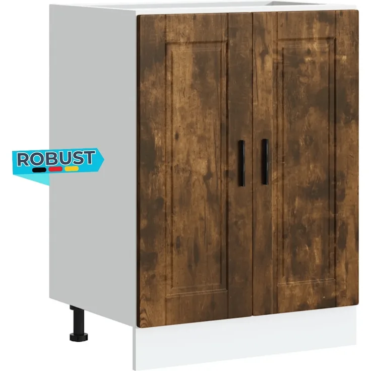 Küchenunterschrank THEO Räuchereiche 60x46x81,5 cm | Küche Unterschrank mit Türen