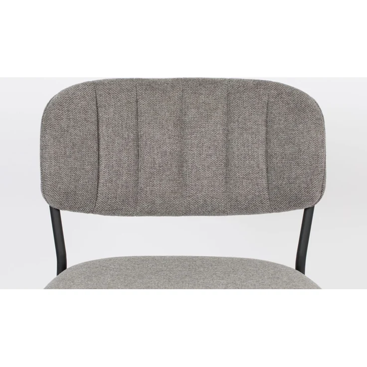 Barhocker Jolien im 2er-Set, Theken- und Küchenhocker mit gepolstertem Sitz aus 100% Stoff in Grau und schwarzem Metallgestell, Sitzhöhe 65 cm – Bild 7