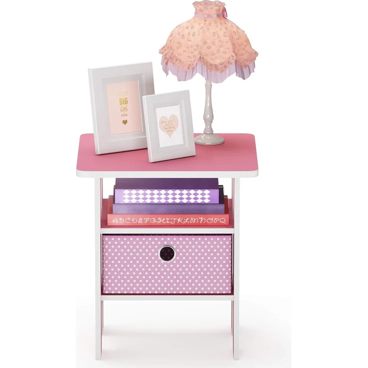 Furinno Andrey Beistelltisch, Nachttisch, Holz, Rosa/Hellrosa, 39. 37x39. 37x44. 45 cm – Bild 4