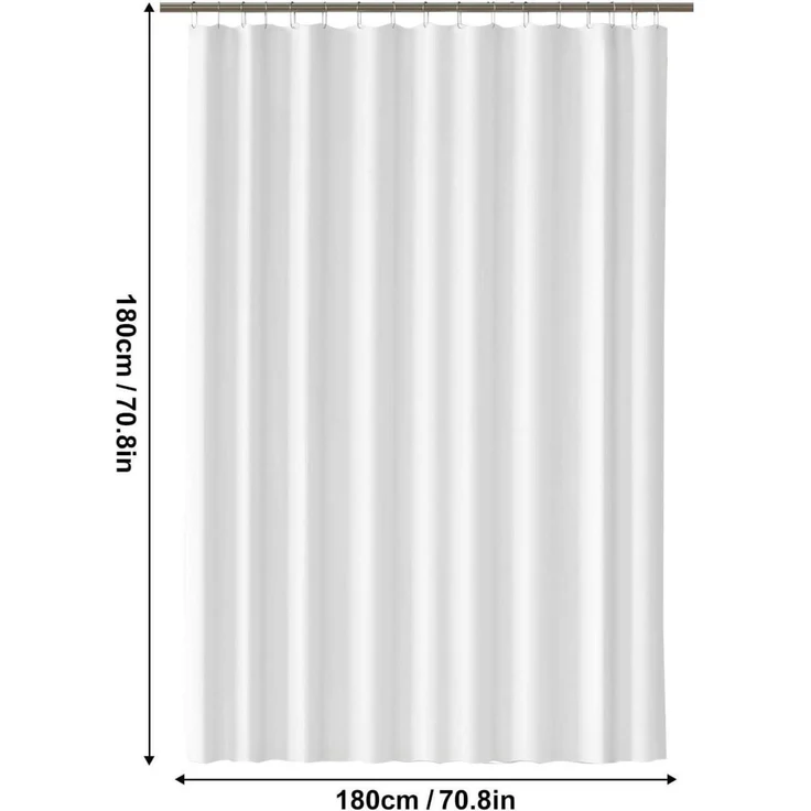 Duschvorhang 180x180 cm Weiß Anti-schimmel Wasserdicht Waschbar PEVA mit 12 – Bild 2