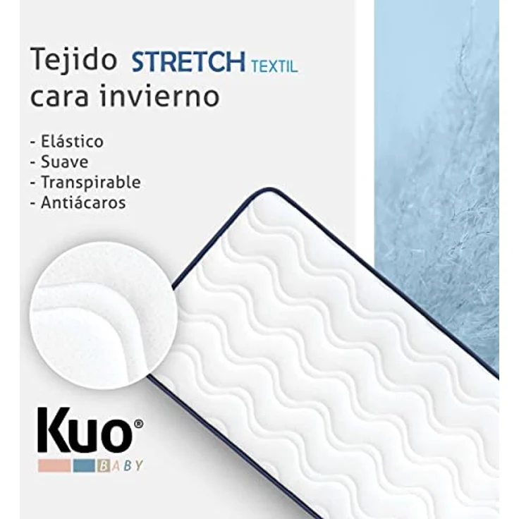 KUO Baby - Baloo Strubenwagenmatratze | Schaumstoff- und viskoelastische Matratze | Wendbar, hygienisch und atmungsaktiv | 72x33 cm – Bild 5