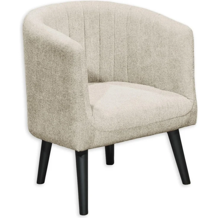 PAUL Loungesessel mit Armlehnen, Ivory - Moderner Wohnzimmer Fernsehsessel gepolstert mit schwarzen Massivholz Füßen - 61 x 82 x 58 cm (B/H/T) – Bild 1