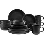 Mäser 931961 Kombiservice Alenia für 4 Personen, Steinzeug, schwarz (1 Set, 16-teilig)
