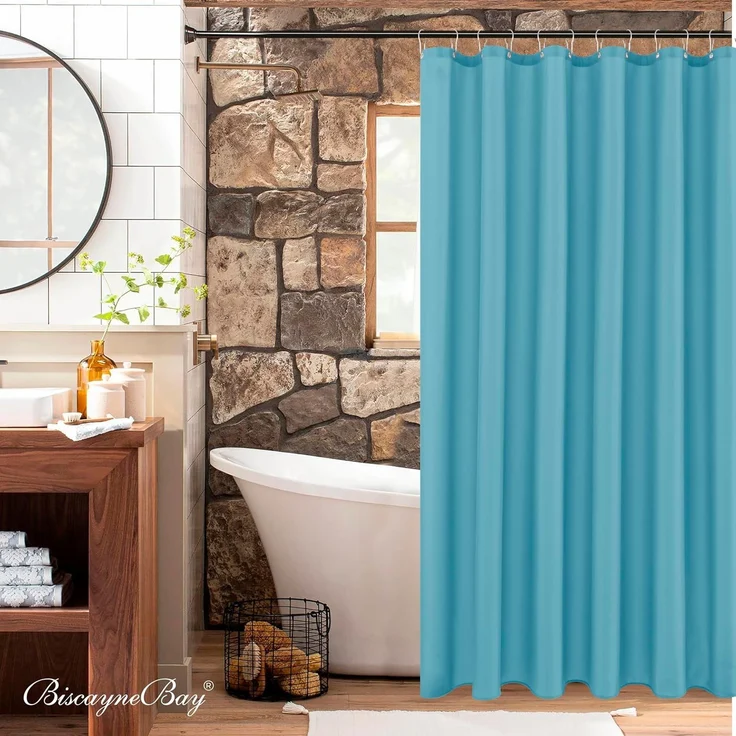 Stoff Duschvorhang 183 × 183 cm Blau, Wasserresistent, Rostfreie Ösen, Hotel-Qualität – Bild 7