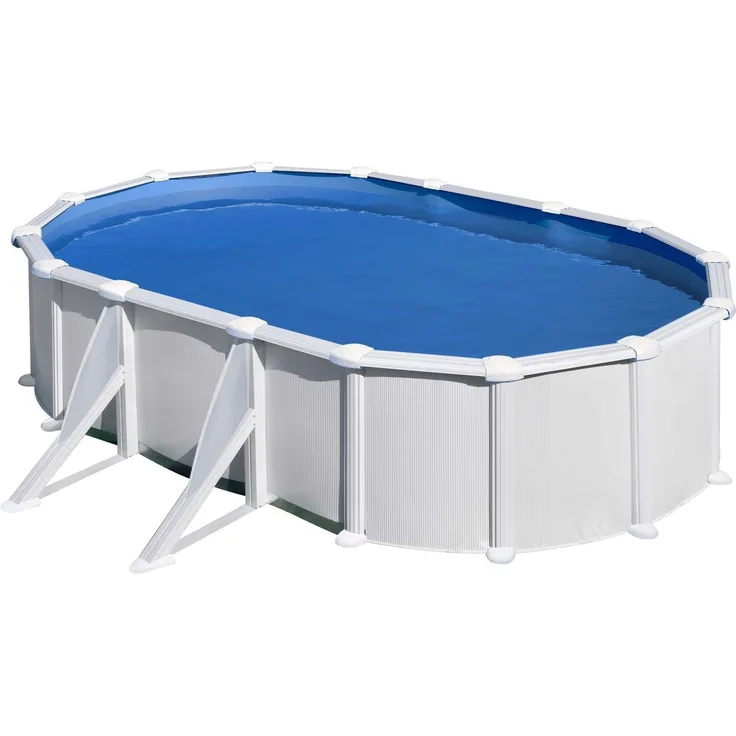 SwimFun Stahlwandpool oval L610 × B375 × H132 cm – Familienpool Komplett-Set