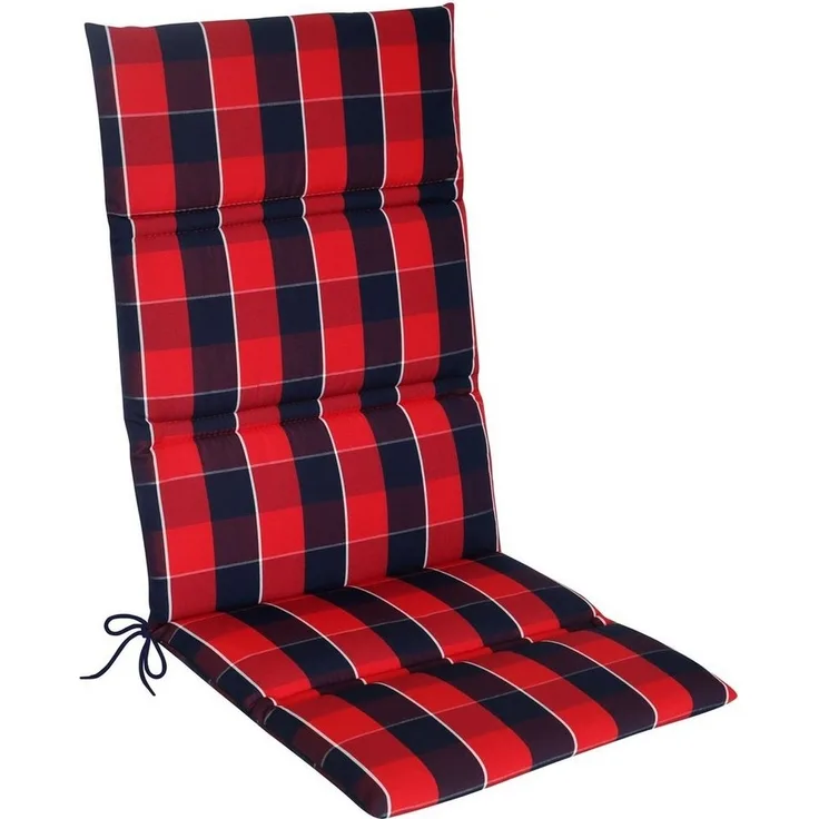 KETTLER Hochlehnerauflage 851, Gartenstuhlauflage Hochlehner 120x48x3cm, Rot-Blau Kariert