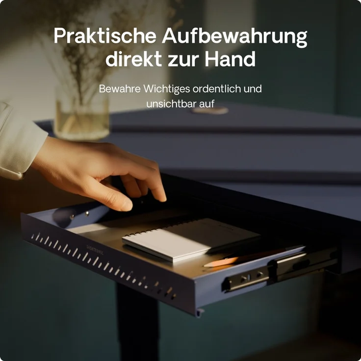 Schubladen-Organizer unter dem Schreibtisch, 41 x 27 x 5 cm, Hochwertiger Stahl, Ausziehbarer Platzsparer Blau – Bild 2