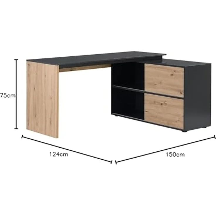 Vente-unique - Sekretär mit 3 Türen - MDF - Naturfarben & Schwarz - COLIOBA – Bild 3