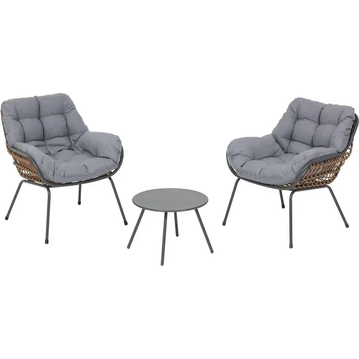 Hespéride – Paopao 3-teiliges Duo-Gartenlounge-Set – Graphit, Kunstharz, korrosionsbeständiger Stahl, inklusive Kissen – Für Balkon, Terrasse, kleine Flächen