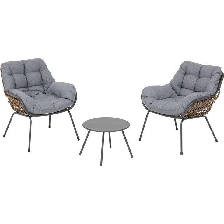 Hespéride – Paopao 3-teiliges Duo-Gartenlounge-Set – Graphit, Kunstharz, korrosionsbeständiger Stahl, inklusive Kissen – Für Balkon, Terrasse, kleine Flächen – Bild 1