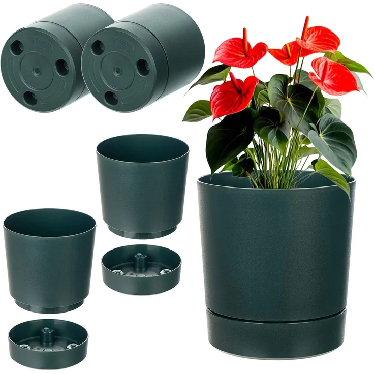 KADAX Topf mit Untersetzer AURA 200 Avocado, 2er-Pack – Bild 1