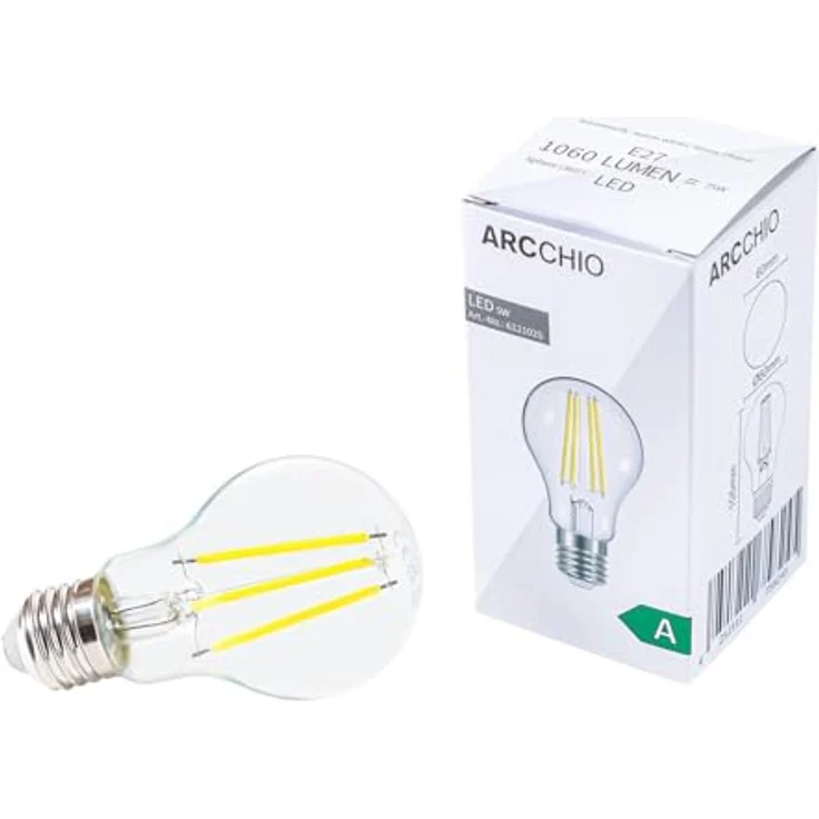 Arcchio E27 LED Lampe 5W, klar Glas, warmweiss 2700K, 1060 Lumen, Energieeffizienzklasse A, nicht dimmbar, Ersatz für ca. 75W Glühbirne – Bild 3