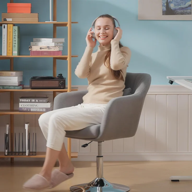 HOMCOM Relaxsessel höhenverstellbarer Bürostuhl (Drehhocker, 1-St, Arbeitshocker mit Lendenwirbelstütze), Stahl, Grau, 60 x 60 x 79-91 cm – Bild 8