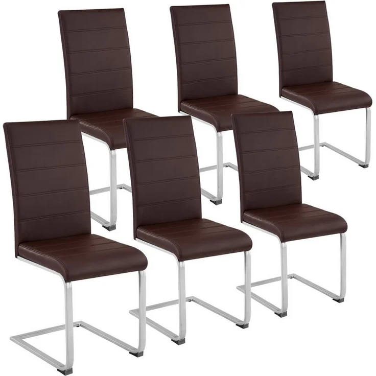 tectake Esszimmerstuhl Set Schwingstuhl (6er Set, 6 St), gepolstert mit Kunstlederbezug – Bild 1