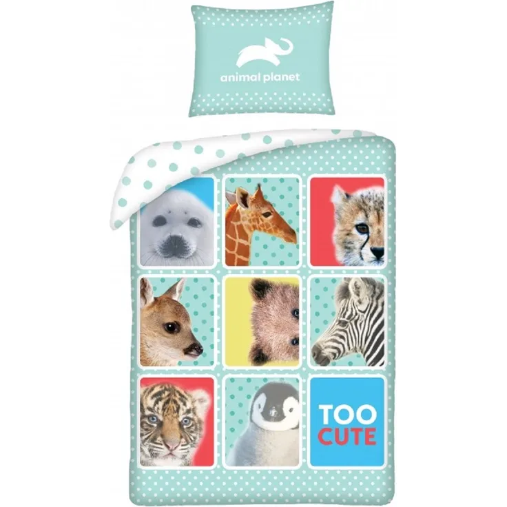 Animal Planet Bettwäsche Set aus Baumwolle Bettdeckenbezug 140 × 200 cm mit 70 × 90 cm Kissenbezug