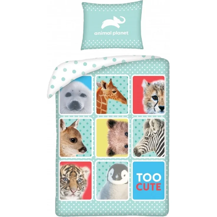 Animal Planet Bettwäsche Set aus Baumwolle Bettdeckenbezug 140 × 200 cm mit 70 × 90 cm Kissenbezug