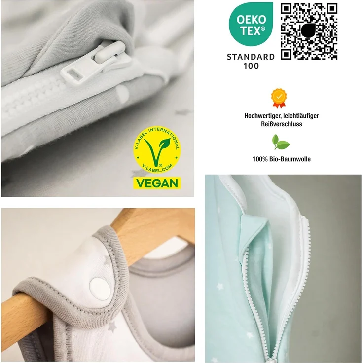 Ehrenkind® Baby Sommerschlafsack Rund | Bio-Baumwolle | Sommer Schlafsack Gr. 50/56 Jade Tropfen | Schlafsack Baby Schlafsack Kinder – Bild 5