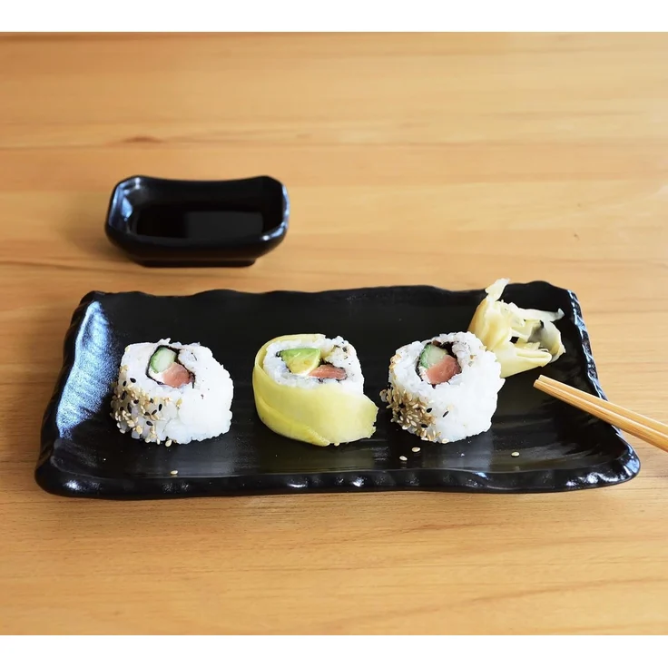 MystiCalls Sushiteller Sushi Geschirr Set für 2 Personen schwarz Sushi Platte Sushiplatte, (8 St), Spülmaschinenfest – Bild 5