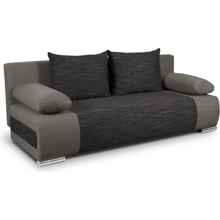 Schlafsofa Naki - Sofa mit Schlaffunktion und Bettkasten, Bettsofa, Couch (Grau + Schwarz (Alova 36 + Berlin 02)) – Bild 4