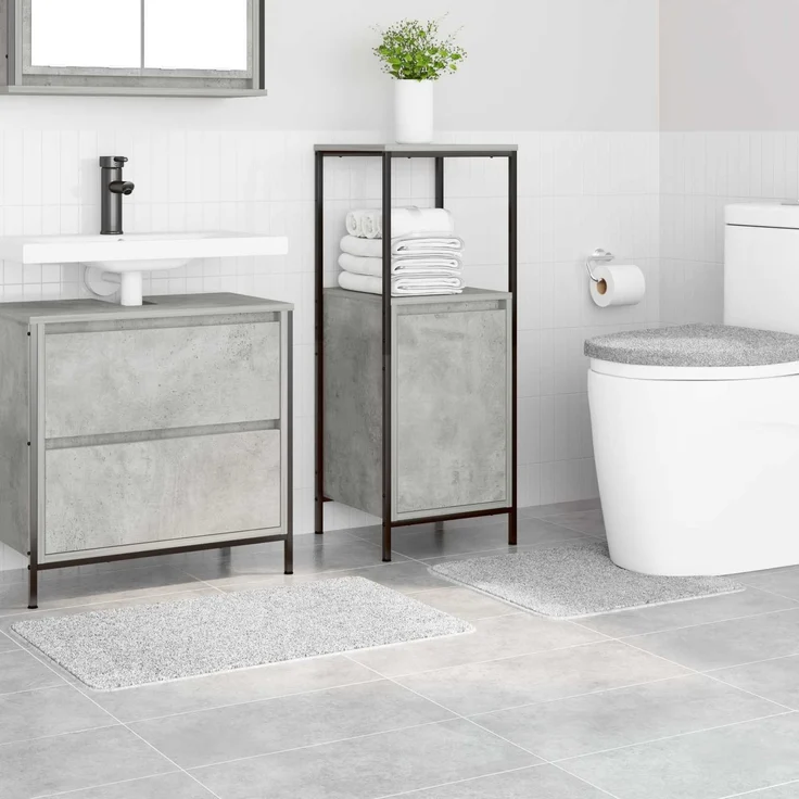 vidaXL Anti-Rutsch Badematten-Set 3 pcs Grau PP 4019865 – Bild 2