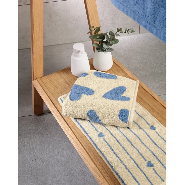 2 Stück Cawö Handtuch 50x100 cm Heart Beats Line capri Herzen blau 6276-31 – Bild 5