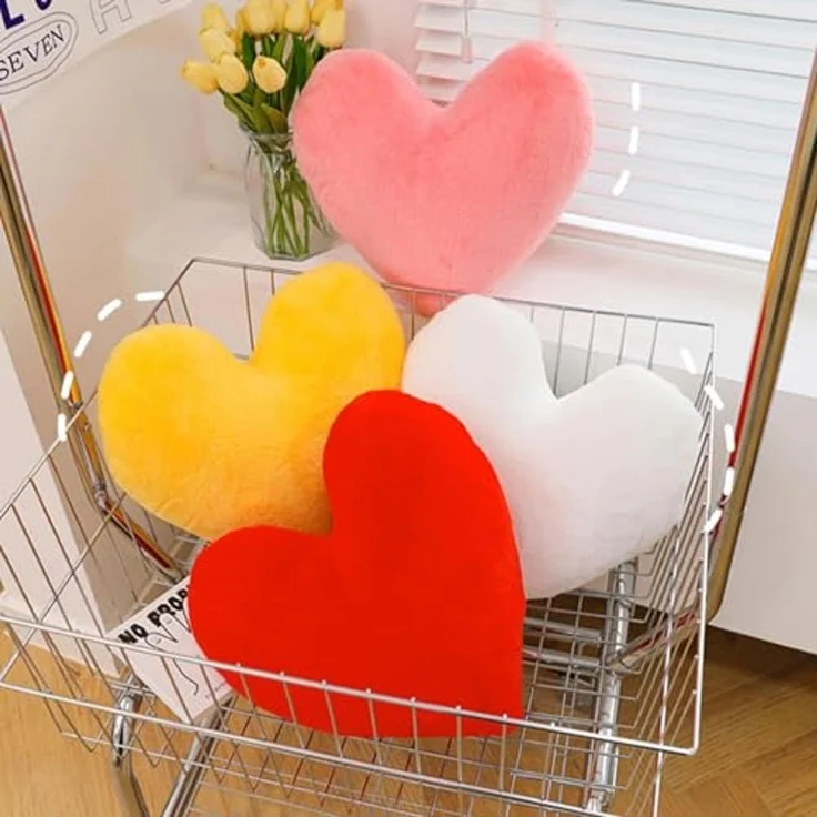 Herzkissen, Herz Kissen Kinderzimmer Decor, Kuschelkissen Kinder Herzform Dekokissen Kopfkissen Kissen Zierkissen für Mädchen & Jungen Zuhause Schlafzimmer Deko (Rotes Herz,40cm) – Bild 3