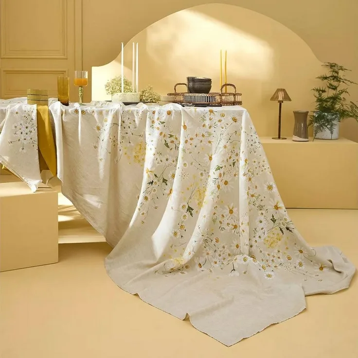 Garnier-Thiebaut Tischdecke Daisy Chanvre 155x225 Cm 50% Leinen/50% Baumwolle
