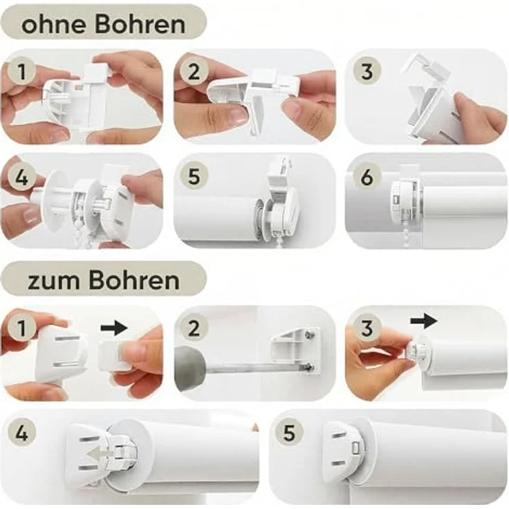 Sekey Verdunklungsrollo ohne Bohren Klemmfix 50 cm breit, Vliesstoff Seitenzugrollo Hitzeschutz Sichtschutz und Sonnenschutz Wandmontage Deckenmontage Klemmrollo, 50 x 130 cm, Grau Vliesstoff – Bild 8