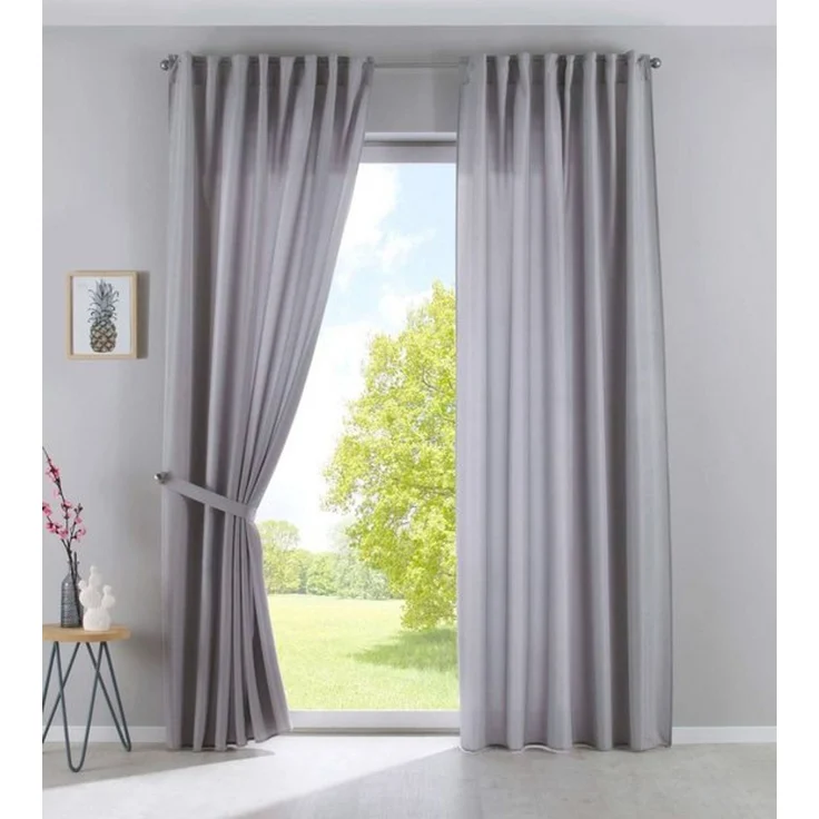 Gardinenbox Vorhang (2 St), verdecketeSchlaufen, transparent, Leinen-Optik, Cationic »JENA« Blickdicht Leinen Optik Meliert extra Breit 2019037-2 – Bild 4