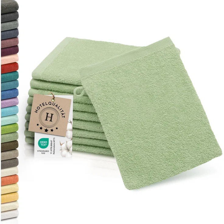 ZOLLNER Waschlappen, (10-St), dauerhaft strahlende Farben, weich, 16 x 21 cm, 100% Baumwolle, vom Hotelwäschespezialisten – Bild 1