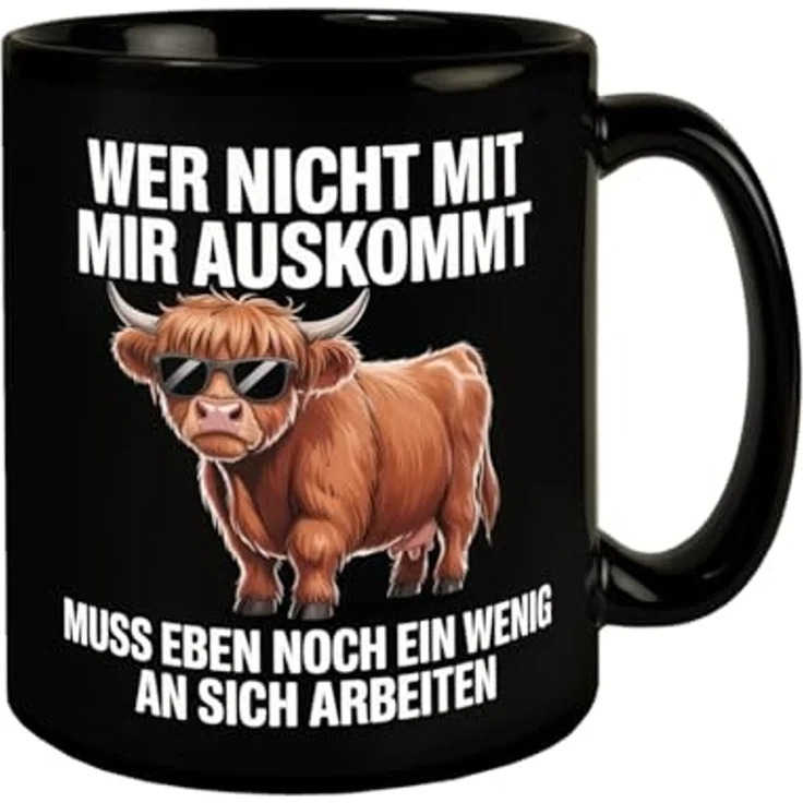 speecheese Tasse Hochlandrind Tasse - du musst an dir arbeiten – Bild 1