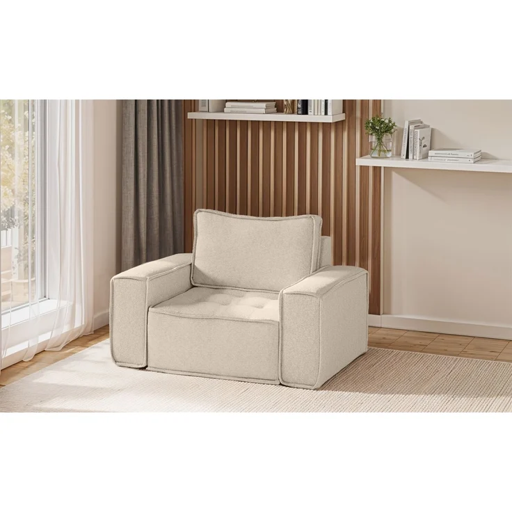 Sessel Designersessel SANDE Stoff Raven Creme – Bild 1
