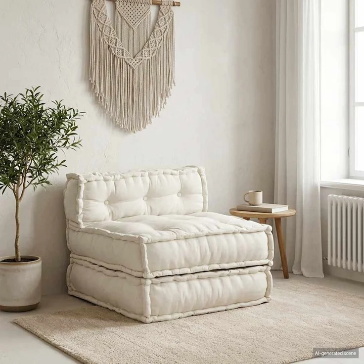 vidaXL Modulares Sofaelement Creme 70 x 70 x 54 cm Stoff 4019022 – Bild 1