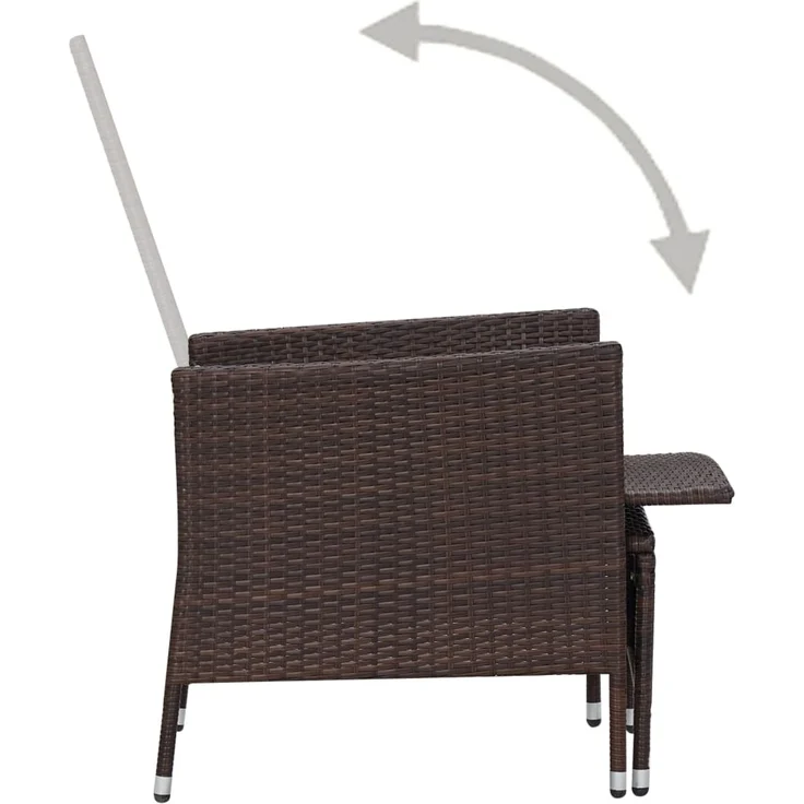 Garten-Liegestuhl, Sonnenliege mit Auflagen Poly Rattan Braun – Bild 5
