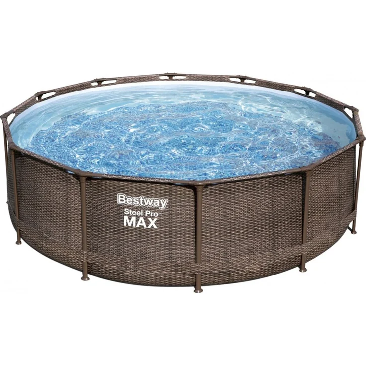 Bestway Steel Pro Max Frame Pool Komplettset Deluxe, rund, Rattan-Optik, 366 x 100 cm – Bild 4