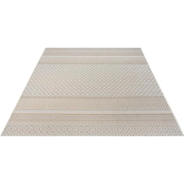 the carpet Calgary - robuster Outdoor Teppich, Flachgewebe, modernes Design, ideal für Küche und Esszimmer, Vintage-Optik, Boho-Style, auch für den Außenbereich, Beige Gelb, 160x220 cm – Bild 4
