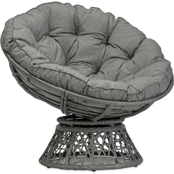 sunnypillow Sesselauflage Polster für Papasansessel, rund Durchmesser 120 cm Dicke 15cm, GRAU – Bild 6