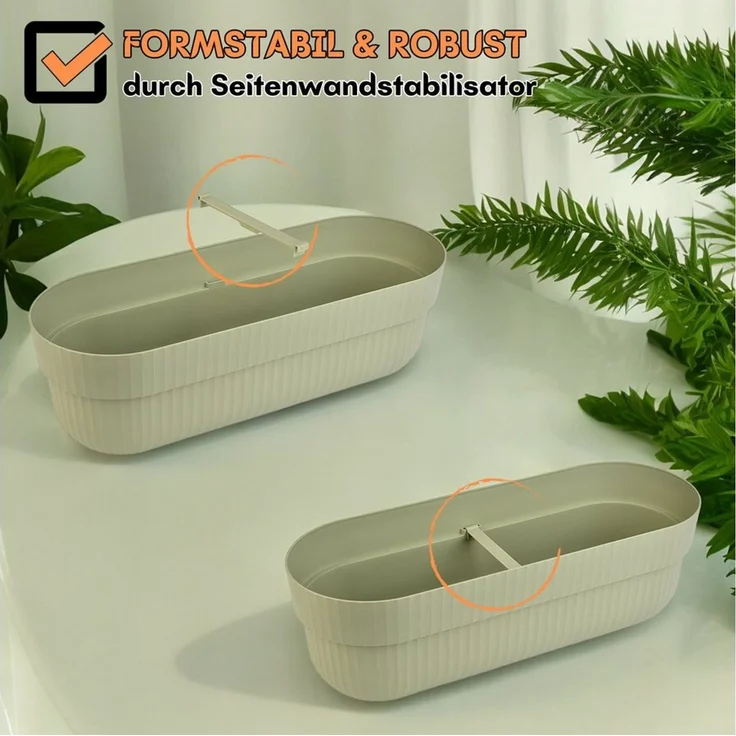 Engelland Blumenkasten mit Wasserspeicher/Drainagesystem und Abstandshalter (Vorteils-Set, 2 St), Blumentopf, 50 cm, PP-Kunststoff, Balkonkasten, länglich, formstabil – Bild 2