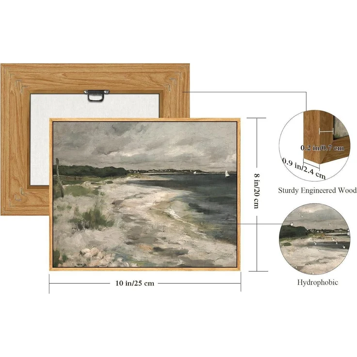 Vintage Leinwand Bilder Rahmen Holz 20x25 cm Wandbilder Wohnzimmer – Bild 5