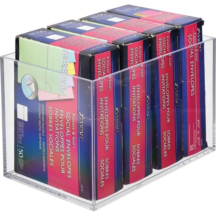 mDesign Schreibtisch Organizer Aufbewahrung Ablage stapelbar 3er-Set Transparent – Bild 7