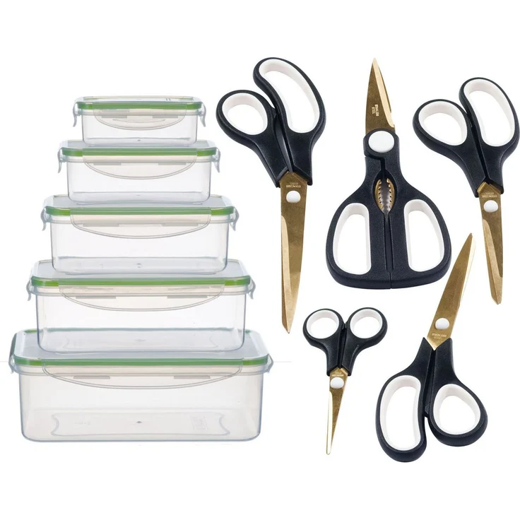 KING Scheren-Set Easycut Box, (Set, 15-tlg), 5 Scheren, 5 Vorratsboxen inkl. Deckel