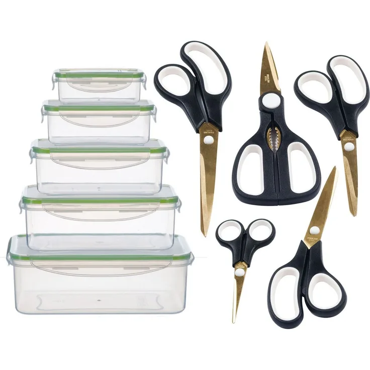 KING Scheren-Set Easycut Box, (Set, 15-tlg), 5 Scheren, 5 Vorratsboxen inkl. Deckel