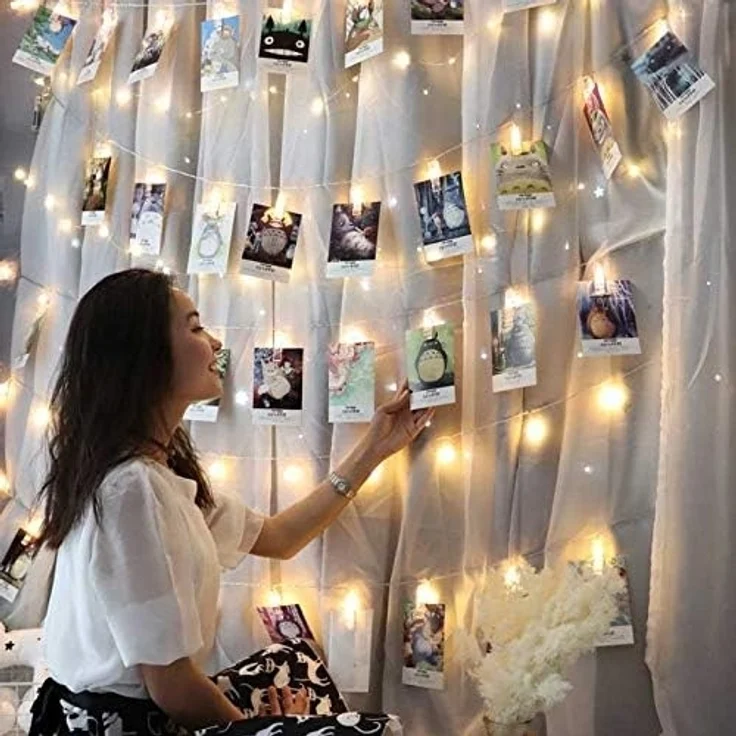 COZY HOME LED-Lichterkette Fotoclip Lichterkette - Batterie und Stecker, 30 Fotoclip LEDs I Timer-Funktion I 6 Meter I Warmweiße LED – Bild 6
