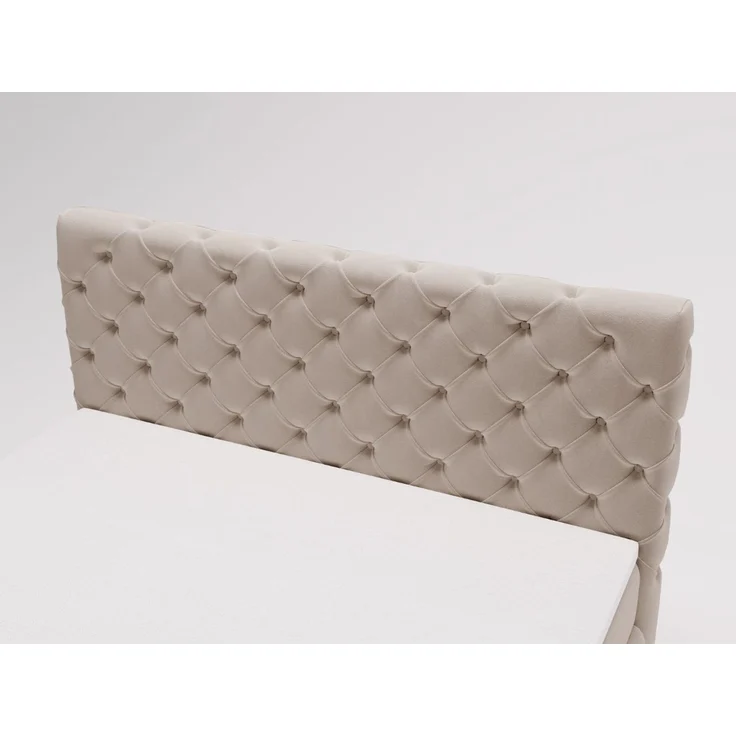 GRAINGOLD Canolo Doppelbett 140x200, Boxspringbett mit zwei Bettkästen, Glamour Stil, Velour-Stoff, Beige – Bild 4